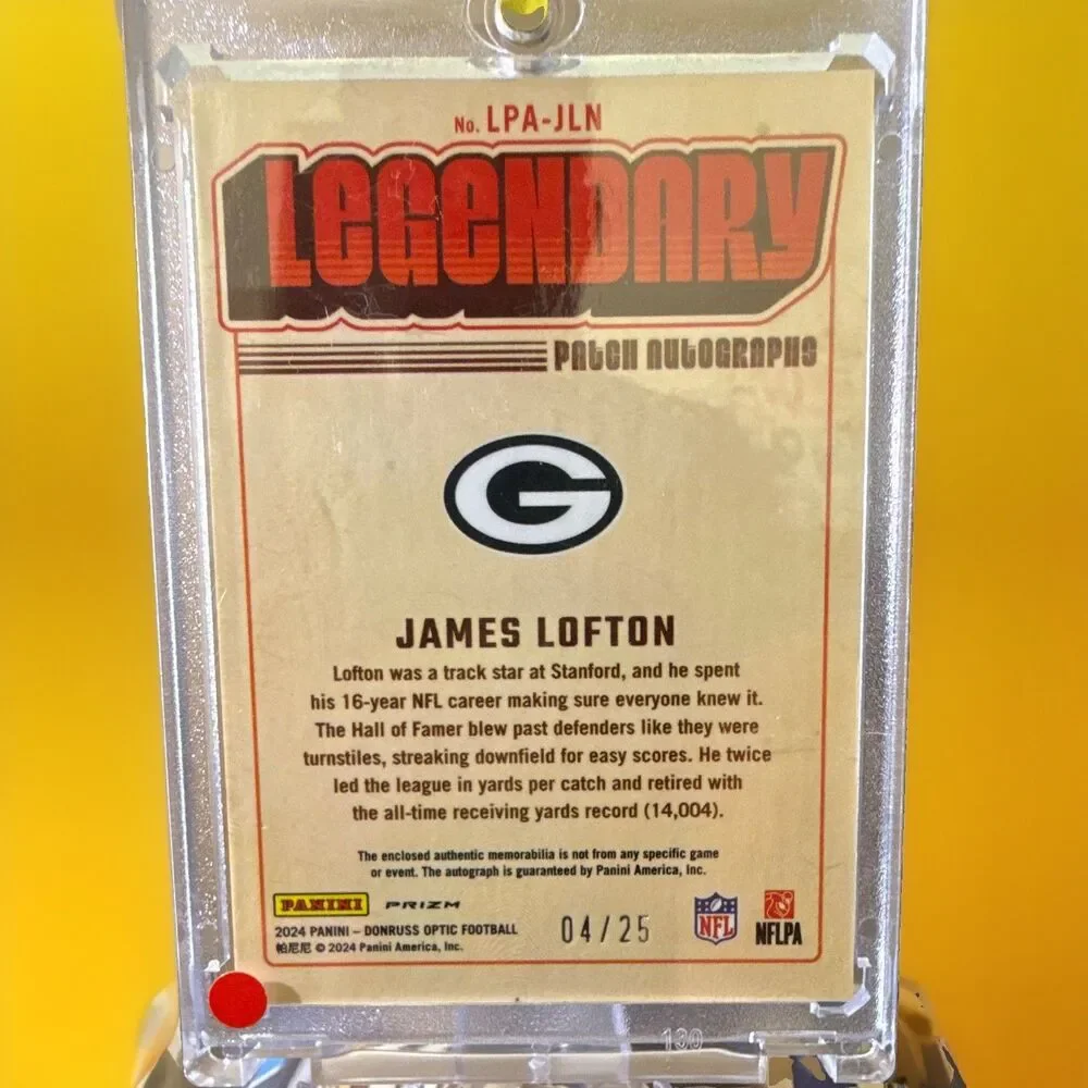 2024 Donruss Optic James Lofton Legendary Patch Auto 04/25 #LPA-JLN🔥
